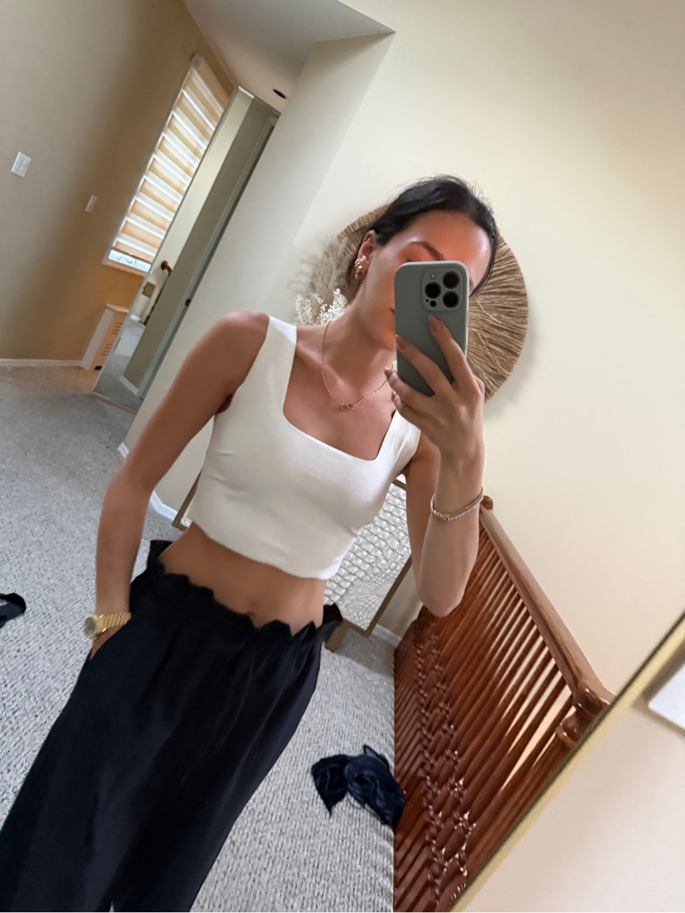 Commando White faux leather Square-Neck Cropped Tank